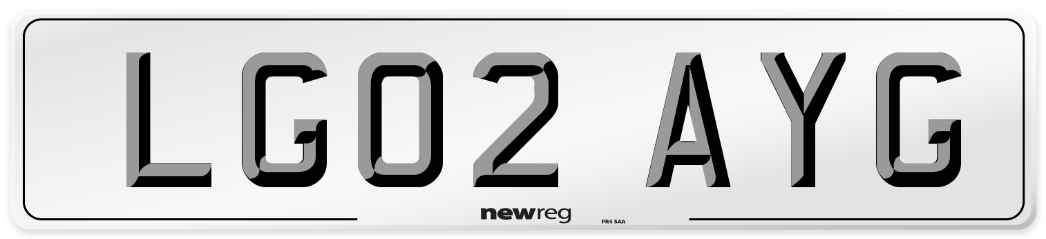 LG02 AYG Number Plate from New Reg